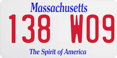 MA license plate 138WO9