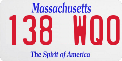 MA license plate 138WQ0