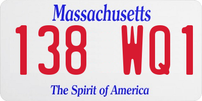 MA license plate 138WQ1
