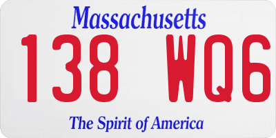 MA license plate 138WQ6