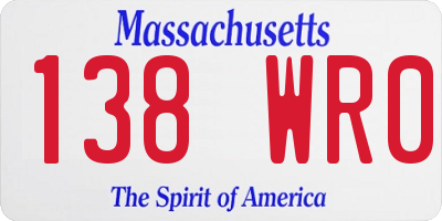 MA license plate 138WR0