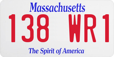 MA license plate 138WR1