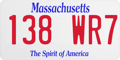 MA license plate 138WR7
