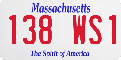 MA license plate 138WS1