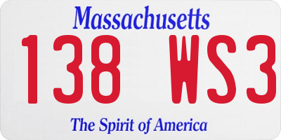 MA license plate 138WS3