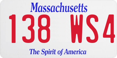 MA license plate 138WS4