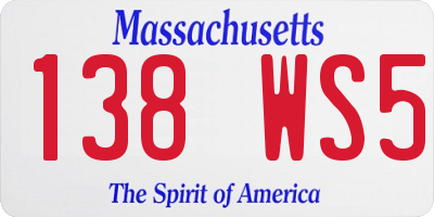 MA license plate 138WS5