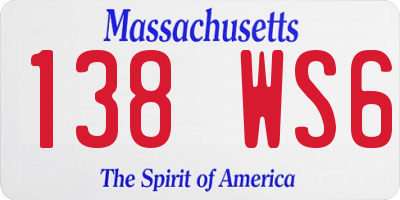 MA license plate 138WS6