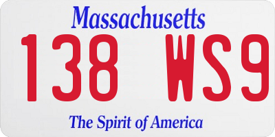 MA license plate 138WS9