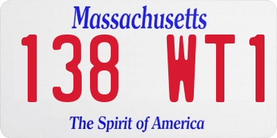 MA license plate 138WT1