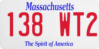 MA license plate 138WT2