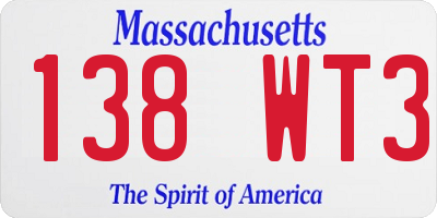 MA license plate 138WT3