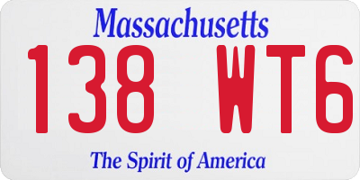MA license plate 138WT6