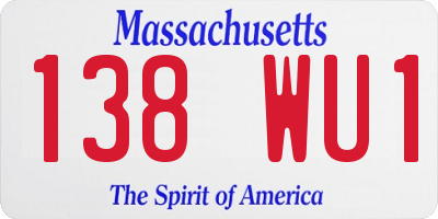 MA license plate 138WU1