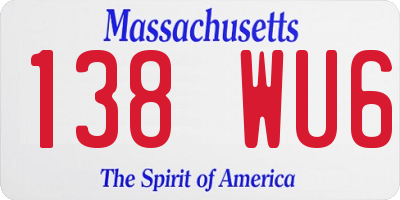 MA license plate 138WU6