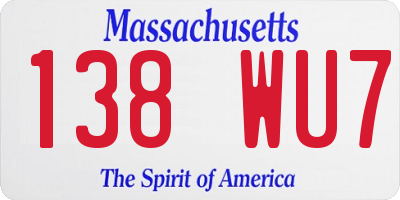MA license plate 138WU7