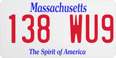 MA license plate 138WU9