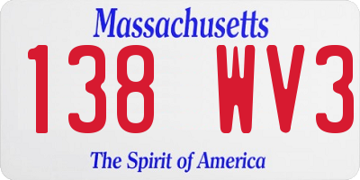 MA license plate 138WV3