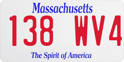 MA license plate 138WV4