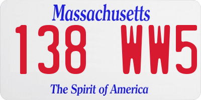 MA license plate 138WW5