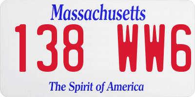 MA license plate 138WW6
