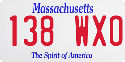 MA license plate 138WX0