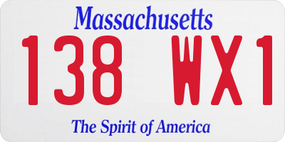 MA license plate 138WX1
