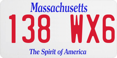 MA license plate 138WX6