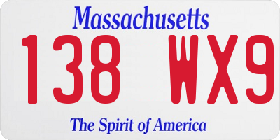 MA license plate 138WX9