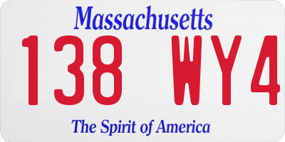 MA license plate 138WY4