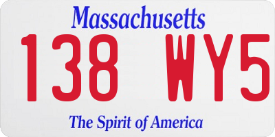 MA license plate 138WY5