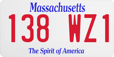 MA license plate 138WZ1