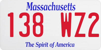 MA license plate 138WZ2