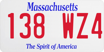MA license plate 138WZ4