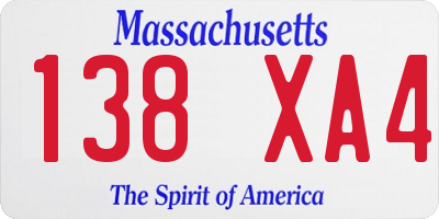 MA license plate 138XA4