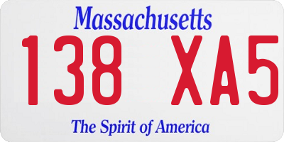 MA license plate 138XA5