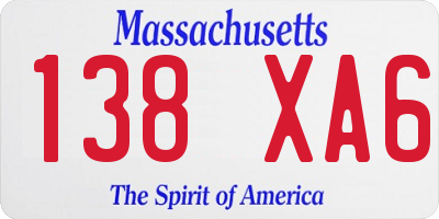 MA license plate 138XA6