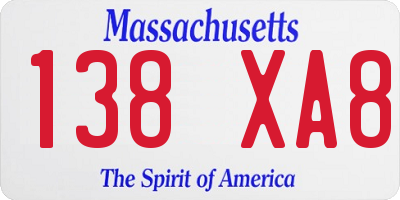 MA license plate 138XA8