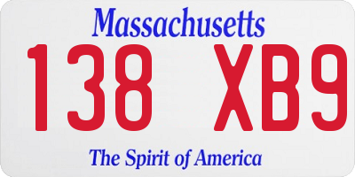 MA license plate 138XB9