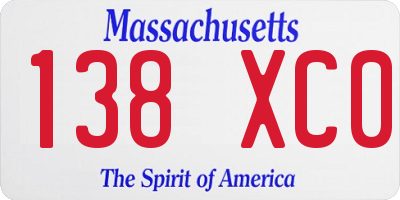 MA license plate 138XC0