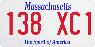 MA license plate 138XC1