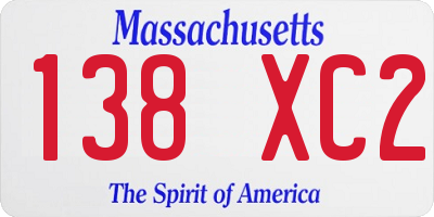 MA license plate 138XC2