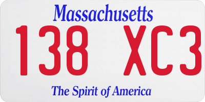 MA license plate 138XC3