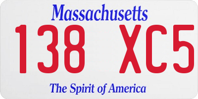 MA license plate 138XC5