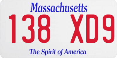 MA license plate 138XD9