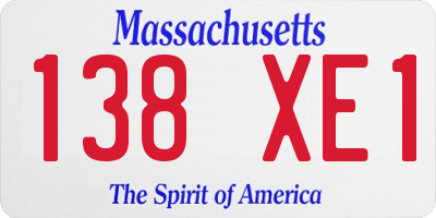 MA license plate 138XE1
