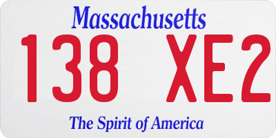 MA license plate 138XE2