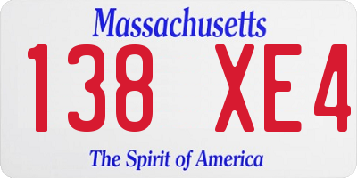MA license plate 138XE4