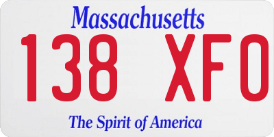 MA license plate 138XF0