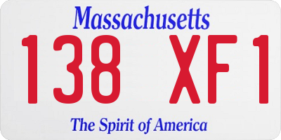 MA license plate 138XF1